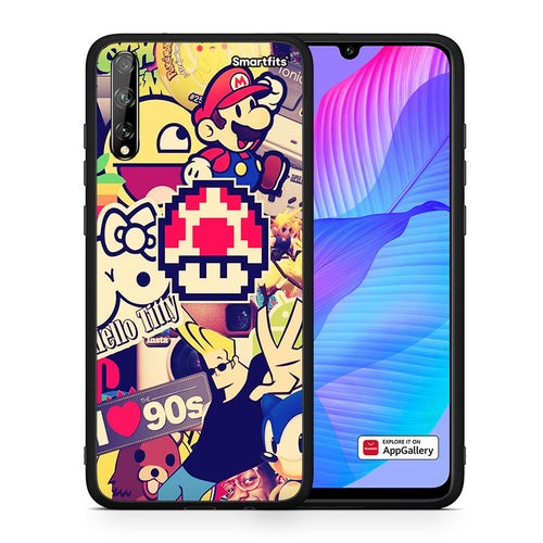 Θήκη Huawei P Smart S Love The 90s από τη Smartfits με σχέδιο στο πίσω μέρος και μαύρο περίβλημα | Huawei P Smart S Love The 90s case with colorful back and black bezels