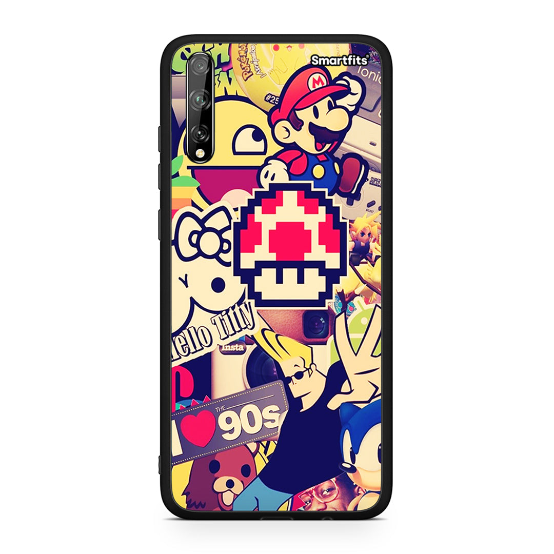 Huawei P Smart S Love The 90s θήκη από τη Smartfits με σχέδιο στο πίσω μέρος και μαύρο περίβλημα | Smartphone case with colorful back and black bezels by Smartfits