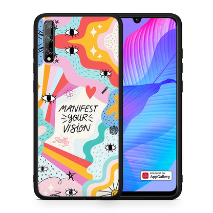 Θήκη Huawei P Smart S Manifest Your Vision από τη Smartfits με σχέδιο στο πίσω μέρος και μαύρο περίβλημα | Huawei P Smart S Manifest Your Vision case with colorful back and black bezels