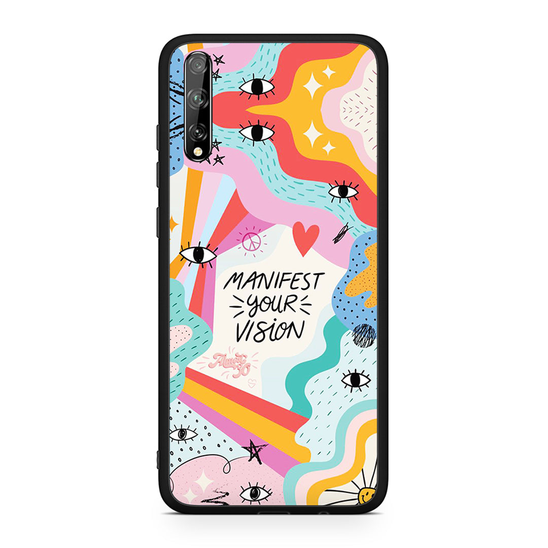 Huawei P Smart S Manifest Your Vision θήκη από τη Smartfits με σχέδιο στο πίσω μέρος και μαύρο περίβλημα | Smartphone case with colorful back and black bezels by Smartfits