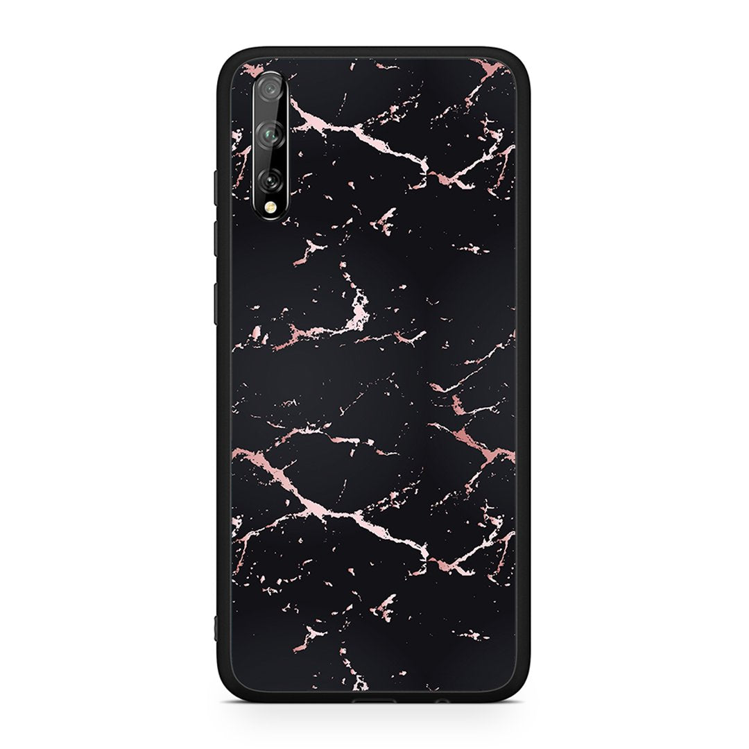 Huawei P Smart S Black Rosegold Marble θήκη από τη Smartfits με σχέδιο στο πίσω μέρος και μαύρο περίβλημα | Smartphone case with colorful back and black bezels by Smartfits