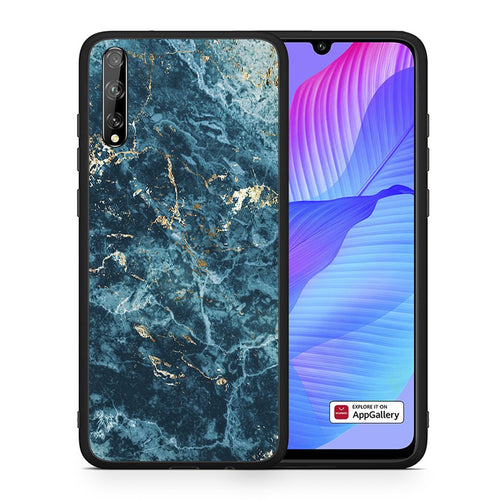 Θήκη Huawei P Smart S Marble Blue από τη Smartfits με σχέδιο στο πίσω μέρος και μαύρο περίβλημα | Huawei P Smart S Marble Blue case with colorful back and black bezels