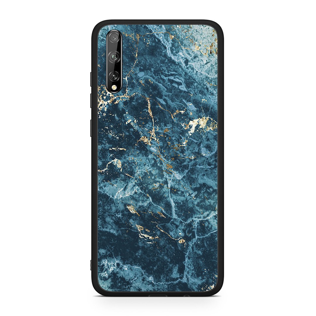 Huawei P Smart S Marble Blue θήκη από τη Smartfits με σχέδιο στο πίσω μέρος και μαύρο περίβλημα | Smartphone case with colorful back and black bezels by Smartfits