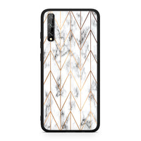 Thumbnail for Huawei P Smart S Gold Geometric Marble θήκη από τη Smartfits με σχέδιο στο πίσω μέρος και μαύρο περίβλημα | Smartphone case with colorful back and black bezels by Smartfits