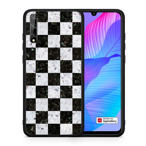 Θήκη Huawei P Smart S Square Geometric Marble από τη Smartfits με σχέδιο στο πίσω μέρος και μαύρο περίβλημα | Huawei P Smart S Square Geometric Marble case with colorful back and black bezels