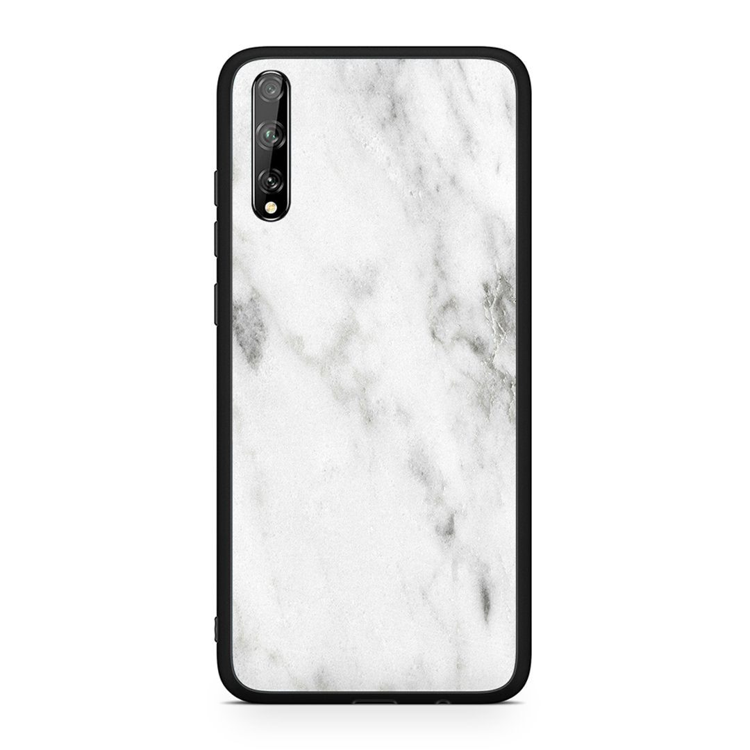 Huawei P Smart S White marble θήκη από τη Smartfits με σχέδιο στο πίσω μέρος και μαύρο περίβλημα | Smartphone case with colorful back and black bezels by Smartfits