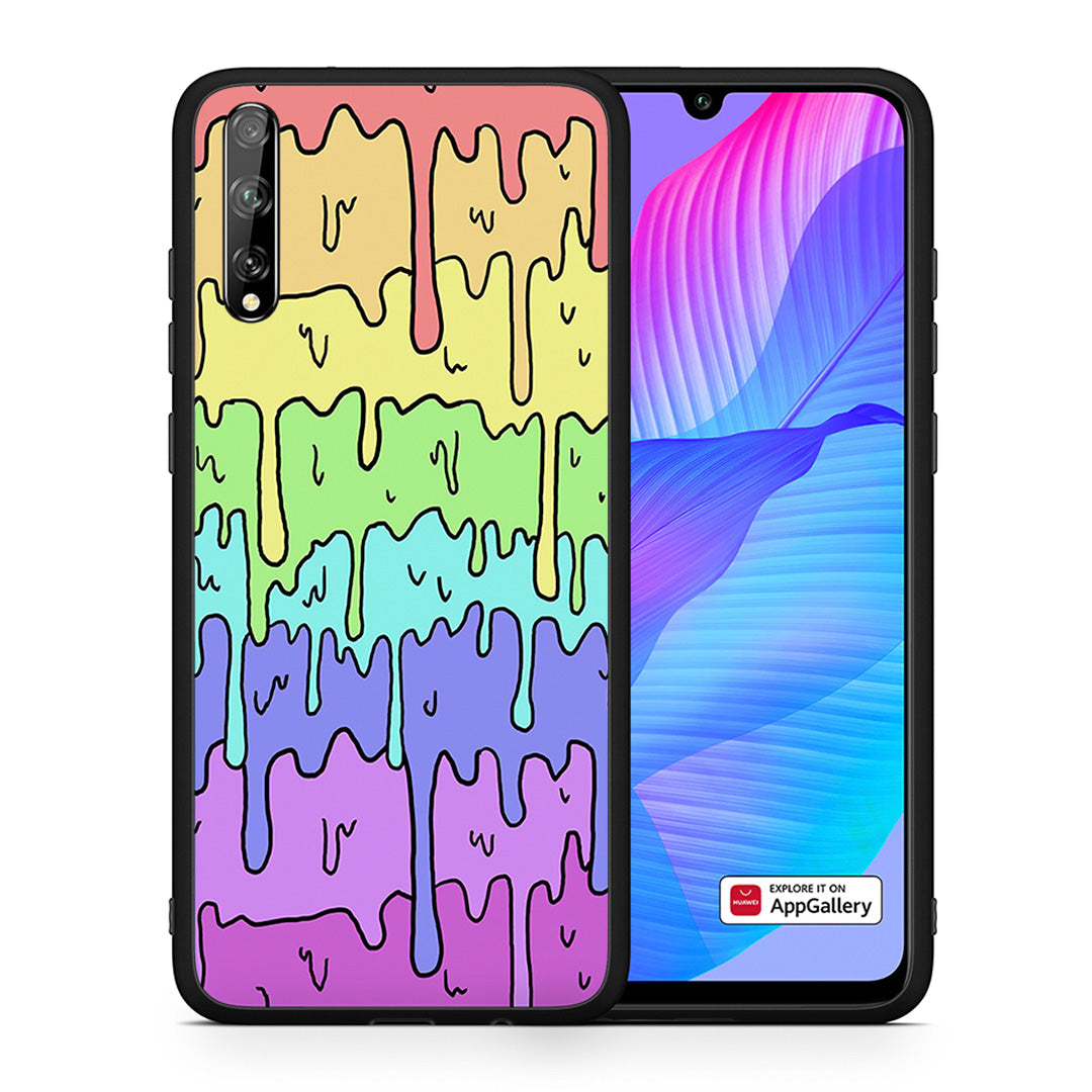 Θήκη Huawei P Smart S Melting Rainbow από τη Smartfits με σχέδιο στο πίσω μέρος και μαύρο περίβλημα | Huawei P Smart S Melting Rainbow case with colorful back and black bezels