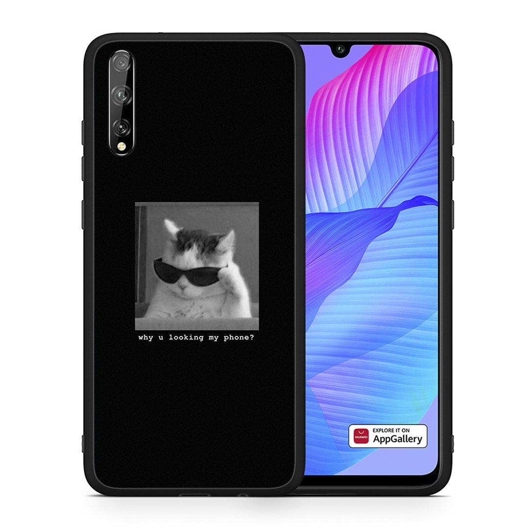 Θήκη Huawei P Smart S Meme Cat από τη Smartfits με σχέδιο στο πίσω μέρος και μαύρο περίβλημα | Huawei P Smart S Meme Cat case with colorful back and black bezels
