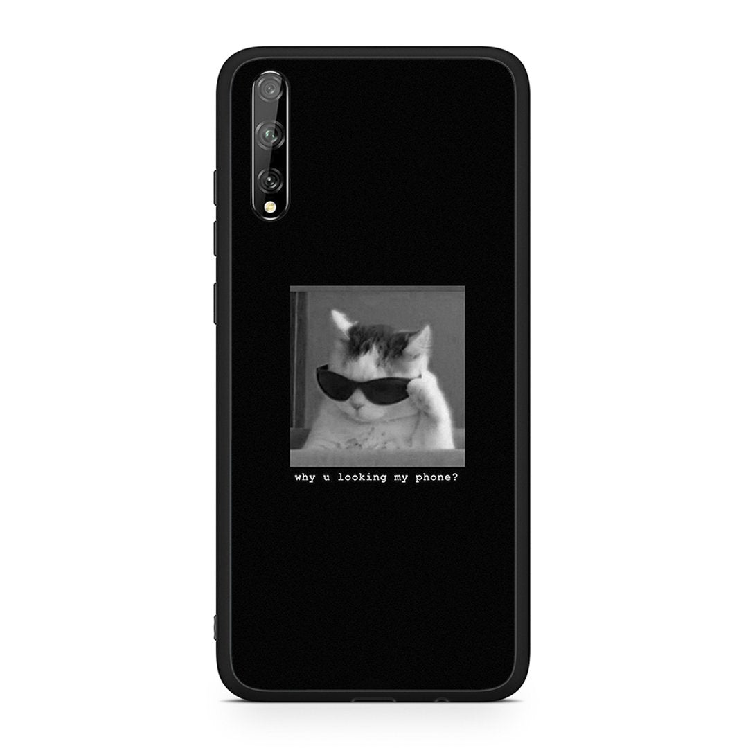 Huawei P Smart S Meme Cat θήκη από τη Smartfits με σχέδιο στο πίσω μέρος και μαύρο περίβλημα | Smartphone case with colorful back and black bezels by Smartfits