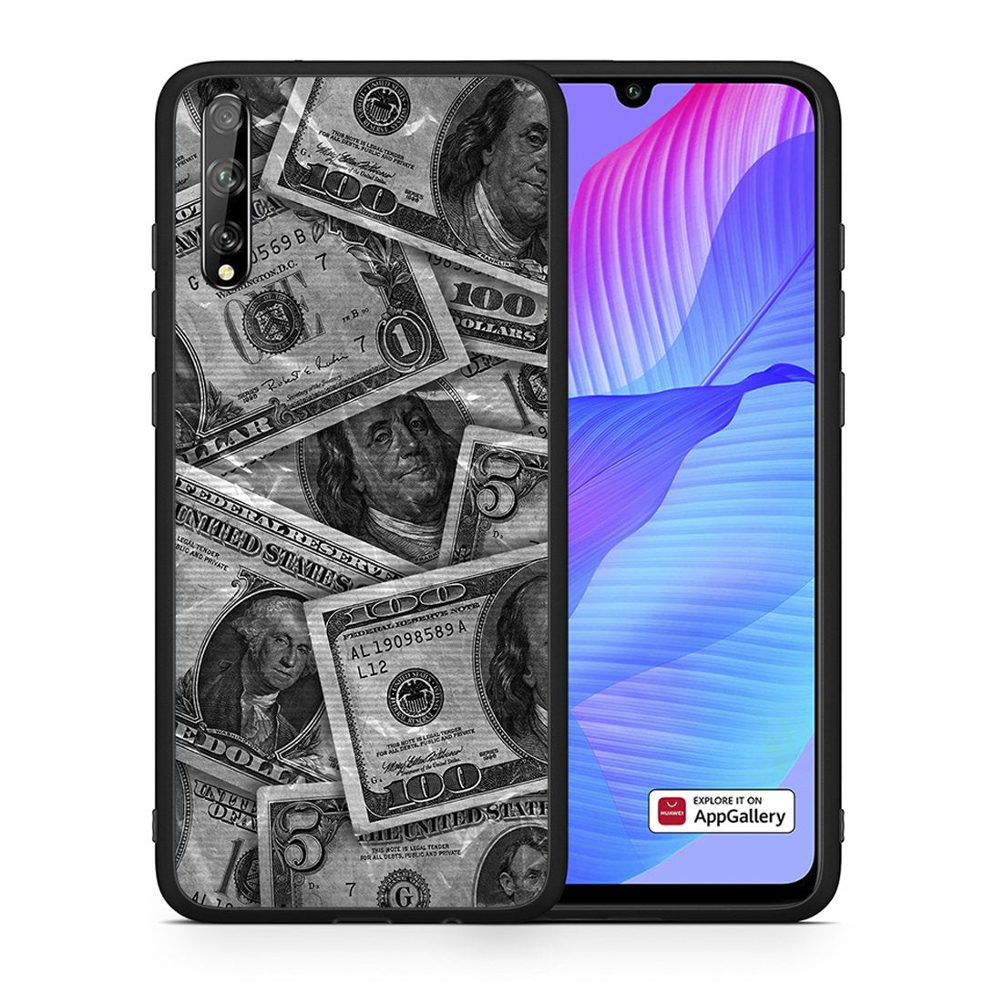 Θήκη Huawei P Smart S Money Dollars από τη Smartfits με σχέδιο στο πίσω μέρος και μαύρο περίβλημα | Huawei P Smart S Money Dollars case with colorful back and black bezels