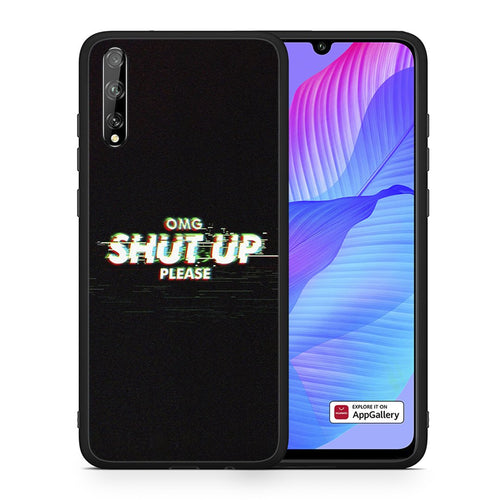 Θήκη Huawei P Smart S OMG ShutUp από τη Smartfits με σχέδιο στο πίσω μέρος και μαύρο περίβλημα | Huawei P Smart S OMG ShutUp case with colorful back and black bezels