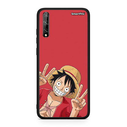 Huawei P Smart S Pirate Luffy Θήκη από τη Smartfits με σχέδιο στο πίσω μέρος και μαύρο περίβλημα | Smartphone case with colorful back and black bezels by Smartfits