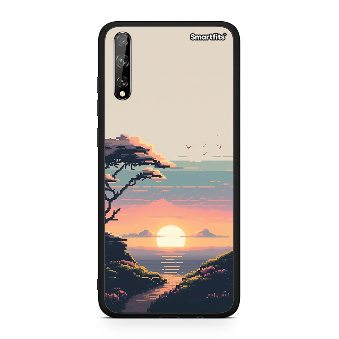 Huawei P Smart S Pixel Sunset Θήκη από τη Smartfits με σχέδιο στο πίσω μέρος και μαύρο περίβλημα | Smartphone case with colorful back and black bezels by Smartfits