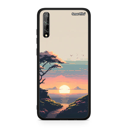 Huawei P Smart S Pixel Sunset Θήκη από τη Smartfits με σχέδιο στο πίσω μέρος και μαύρο περίβλημα | Smartphone case with colorful back and black bezels by Smartfits