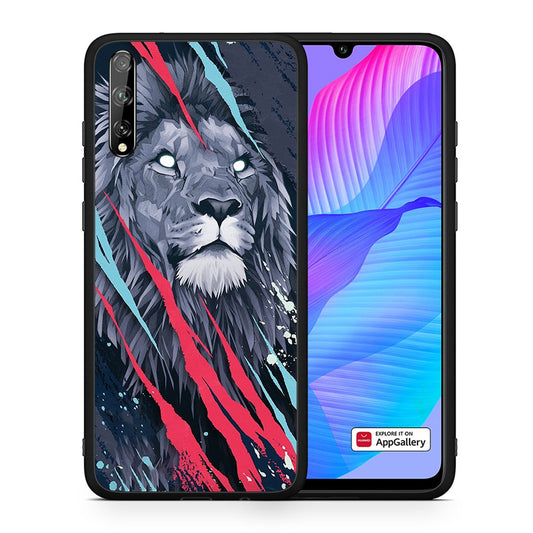 Θήκη Huawei P Smart S Lion Designer PopArt από τη Smartfits με σχέδιο στο πίσω μέρος και μαύρο περίβλημα | Huawei P Smart S Lion Designer PopArt case with colorful back and black bezels
