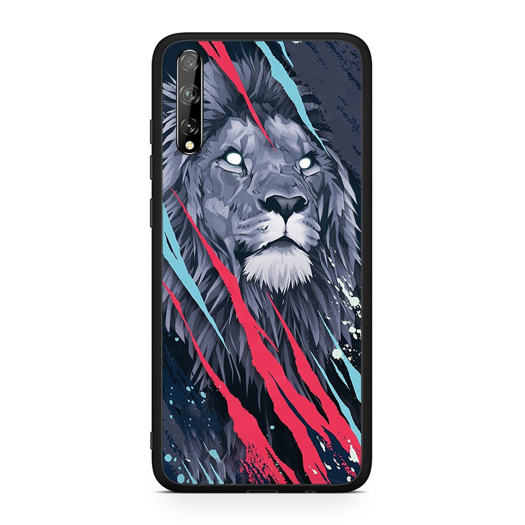 Huawei P Smart S Lion Designer PopArt θήκη από τη Smartfits με σχέδιο στο πίσω μέρος και μαύρο περίβλημα | Smartphone case with colorful back and black bezels by Smartfits