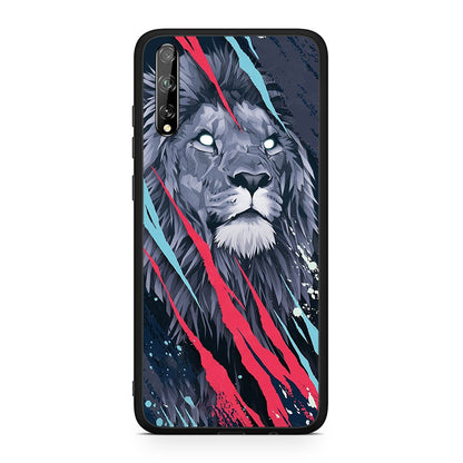 Huawei P Smart S Lion Designer PopArt θήκη από τη Smartfits με σχέδιο στο πίσω μέρος και μαύρο περίβλημα | Smartphone case with colorful back and black bezels by Smartfits