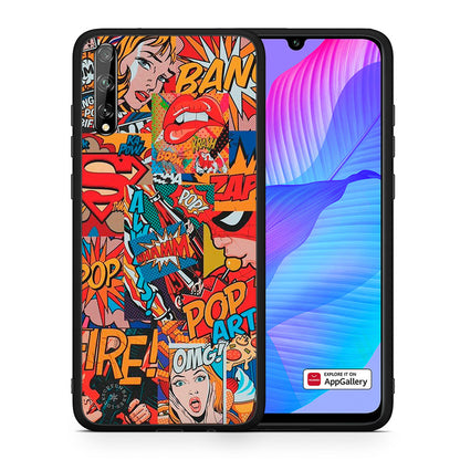 Θήκη Huawei P Smart S PopArt OMG από τη Smartfits με σχέδιο στο πίσω μέρος και μαύρο περίβλημα | Huawei P Smart S PopArt OMG case with colorful back and black bezels