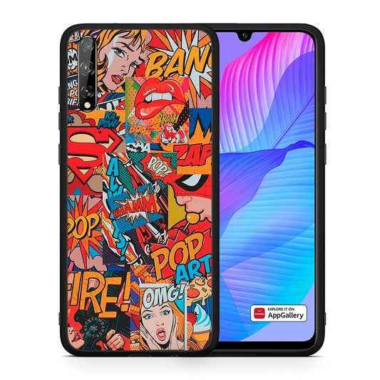 Θήκη Huawei P Smart S PopArt OMG από τη Smartfits με σχέδιο στο πίσω μέρος και μαύρο περίβλημα | Huawei P Smart S PopArt OMG case with colorful back and black bezels