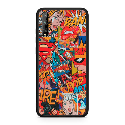 Huawei P Smart S PopArt OMG θήκη από τη Smartfits με σχέδιο στο πίσω μέρος και μαύρο περίβλημα | Smartphone case with colorful back and black bezels by Smartfits