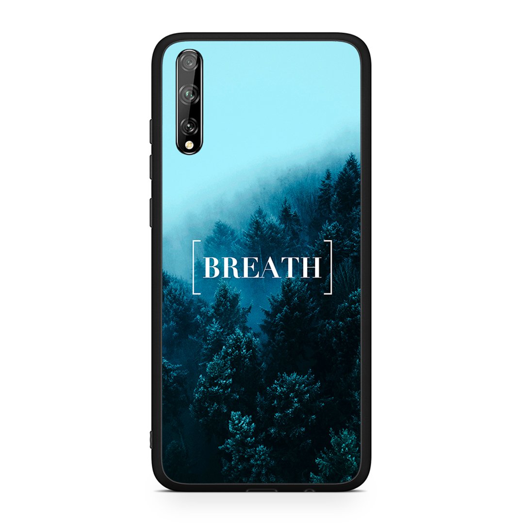 Huawei P Smart S Breath Quote θήκη από τη Smartfits με σχέδιο στο πίσω μέρος και μαύρο περίβλημα | Smartphone case with colorful back and black bezels by Smartfits
