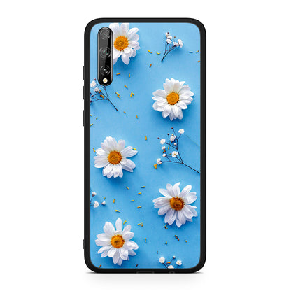 Huawei P Smart S Real Daisies θήκη από τη Smartfits με σχέδιο στο πίσω μέρος και μαύρο περίβλημα | Smartphone case with colorful back and black bezels by Smartfits
