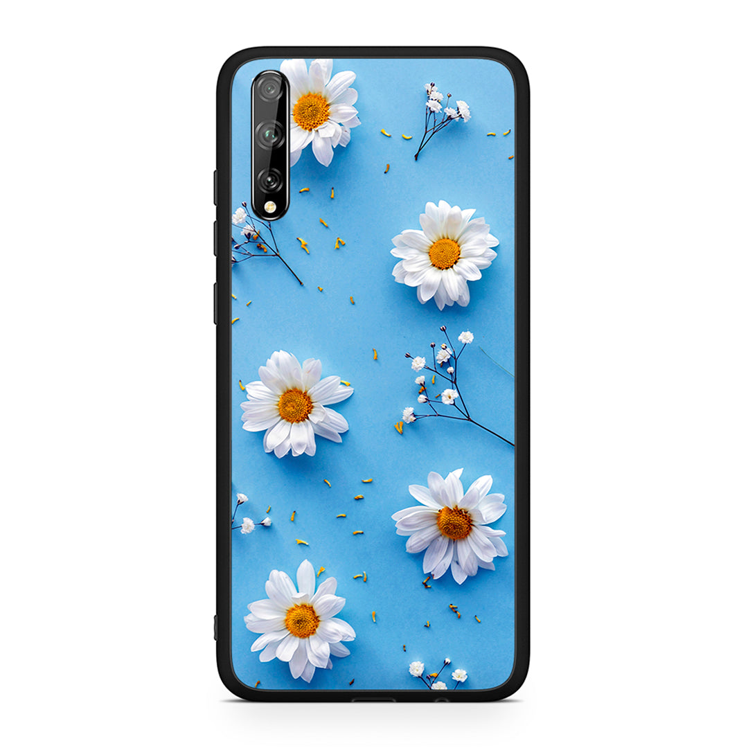 Huawei P Smart S Real Daisies θήκη από τη Smartfits με σχέδιο στο πίσω μέρος και μαύρο περίβλημα | Smartphone case with colorful back and black bezels by Smartfits