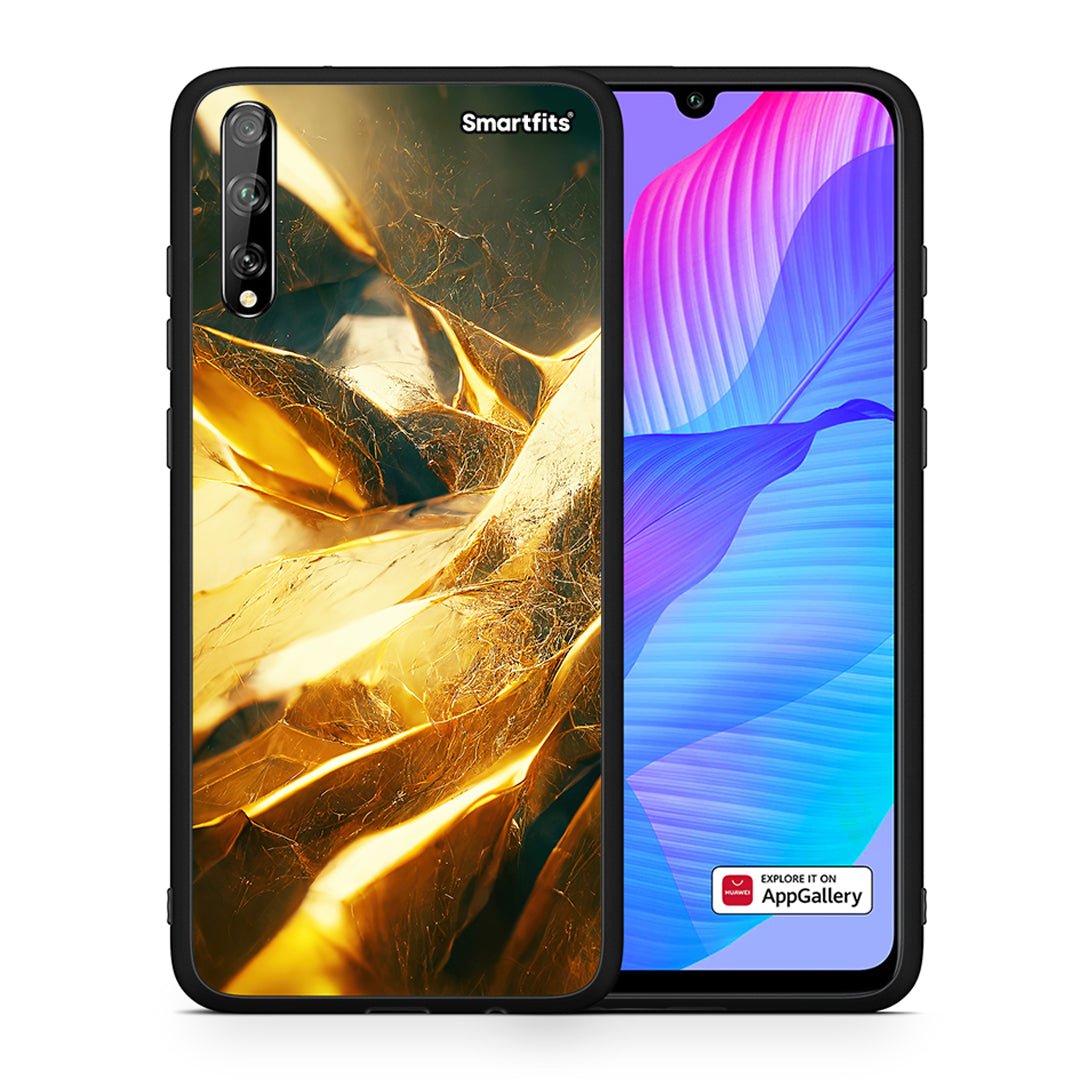 Θήκη Huawei P Smart S Real Gold από τη Smartfits με σχέδιο στο πίσω μέρος και μαύρο περίβλημα | Huawei P Smart S Real Gold case with colorful back and black bezels