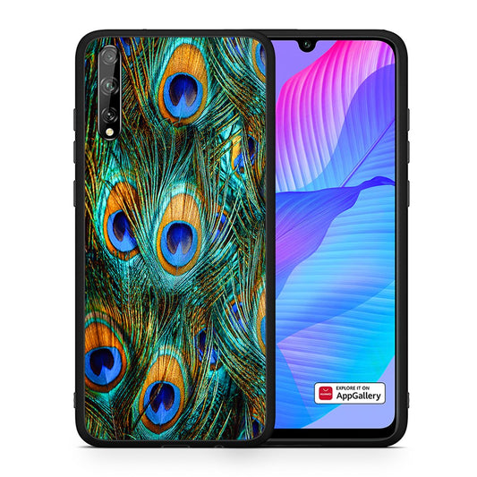 Θήκη Huawei P Smart S Real Peacock Feathers από τη Smartfits με σχέδιο στο πίσω μέρος και μαύρο περίβλημα | Huawei P Smart S Real Peacock Feathers case with colorful back and black bezels
