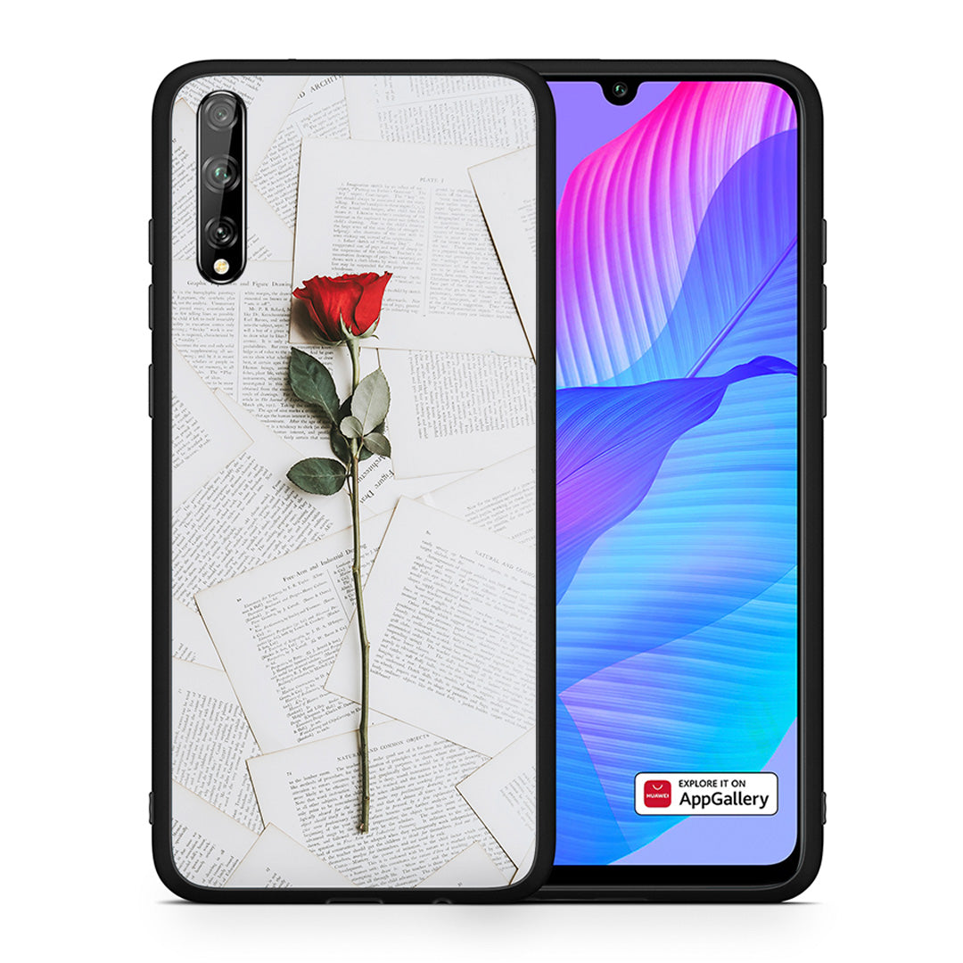 Θήκη Huawei P Smart S Red Rose από τη Smartfits με σχέδιο στο πίσω μέρος και μαύρο περίβλημα | Huawei P Smart S Red Rose case with colorful back and black bezels
