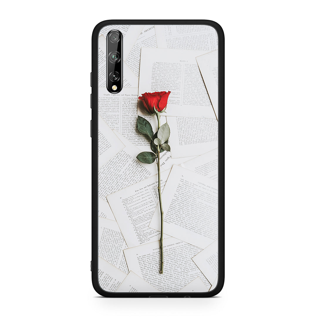 Huawei P Smart S Red Rose θήκη από τη Smartfits με σχέδιο στο πίσω μέρος και μαύρο περίβλημα | Smartphone case with colorful back and black bezels by Smartfits