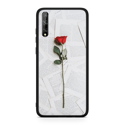 Huawei P Smart S Red Rose θήκη από τη Smartfits με σχέδιο στο πίσω μέρος και μαύρο περίβλημα | Smartphone case with colorful back and black bezels by Smartfits