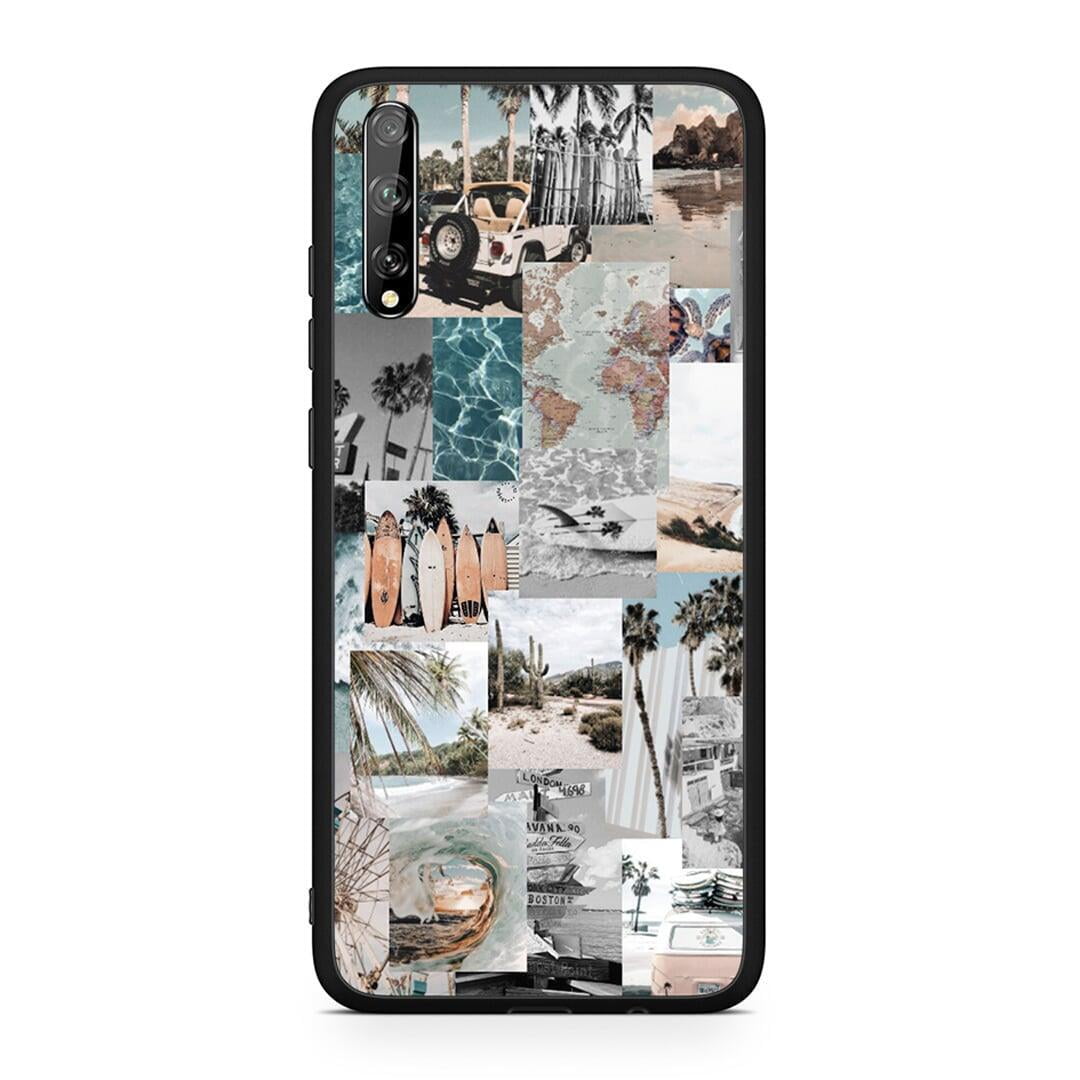 Huawei P Smart S Retro Beach Life Θήκη από τη Smartfits με σχέδιο στο πίσω μέρος και μαύρο περίβλημα | Smartphone case with colorful back and black bezels by Smartfits