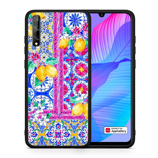 Θήκη Huawei P Smart S Retro Spring από τη Smartfits με σχέδιο στο πίσω μέρος και μαύρο περίβλημα | Huawei P Smart S Retro Spring case with colorful back and black bezels