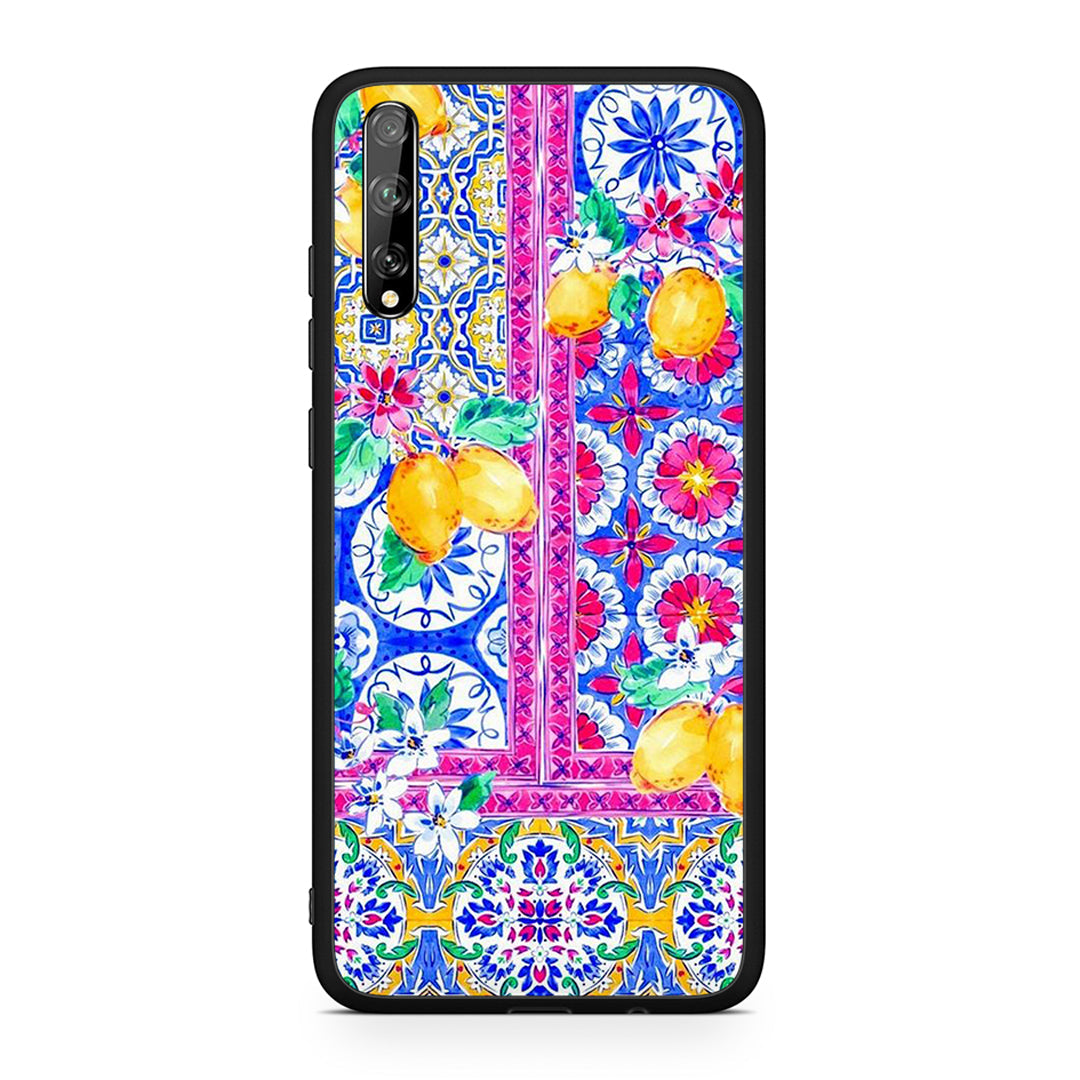 Huawei P Smart S Retro Spring θήκη από τη Smartfits με σχέδιο στο πίσω μέρος και μαύρο περίβλημα | Smartphone case with colorful back and black bezels by Smartfits