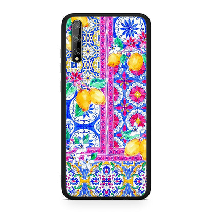 Huawei P Smart S Retro Spring θήκη από τη Smartfits με σχέδιο στο πίσω μέρος και μαύρο περίβλημα | Smartphone case with colorful back and black bezels by Smartfits