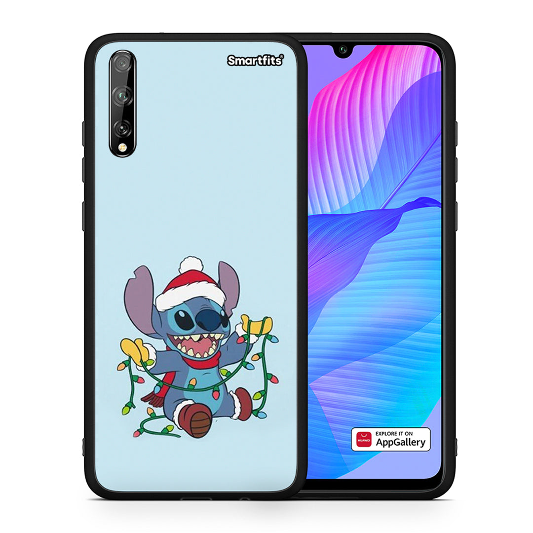 Θήκη Huawei P Smart S Santa Stich από τη Smartfits με σχέδιο στο πίσω μέρος και μαύρο περίβλημα | Huawei P Smart S Santa Stich case with colorful back and black bezels