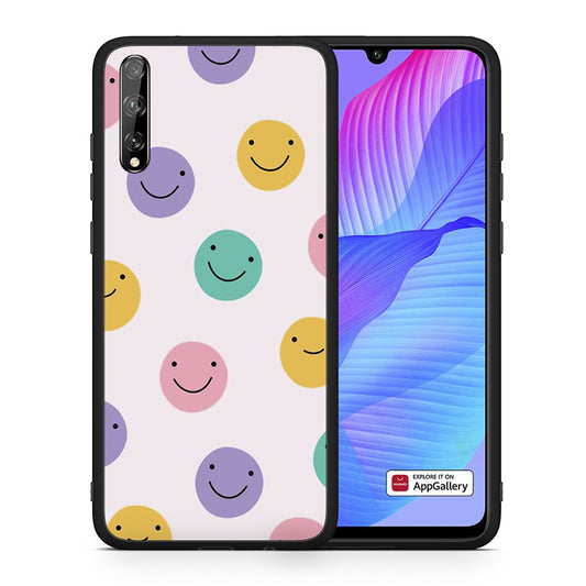 Θήκη Huawei P Smart S Smiley Faces από τη Smartfits με σχέδιο στο πίσω μέρος και μαύρο περίβλημα | Huawei P Smart S Smiley Faces case with colorful back and black bezels