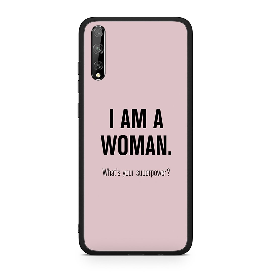 Huawei P Smart S Superpower Woman θήκη από τη Smartfits με σχέδιο στο πίσω μέρος και μαύρο περίβλημα | Smartphone case with colorful back and black bezels by Smartfits