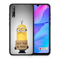 Thumbnail for Θήκη Huawei P Smart S Minion Text από τη Smartfits με σχέδιο στο πίσω μέρος και μαύρο περίβλημα | Huawei P Smart S Minion Text case with colorful back and black bezels