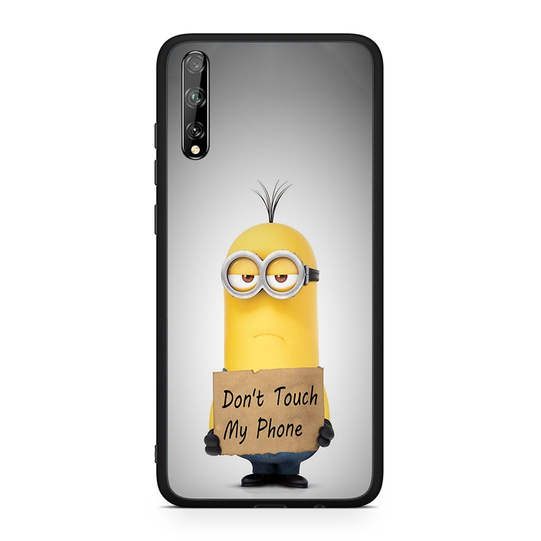 Huawei P Smart S Minion Text θήκη από τη Smartfits με σχέδιο στο πίσω μέρος και μαύρο περίβλημα | Smartphone case with colorful back and black bezels by Smartfits