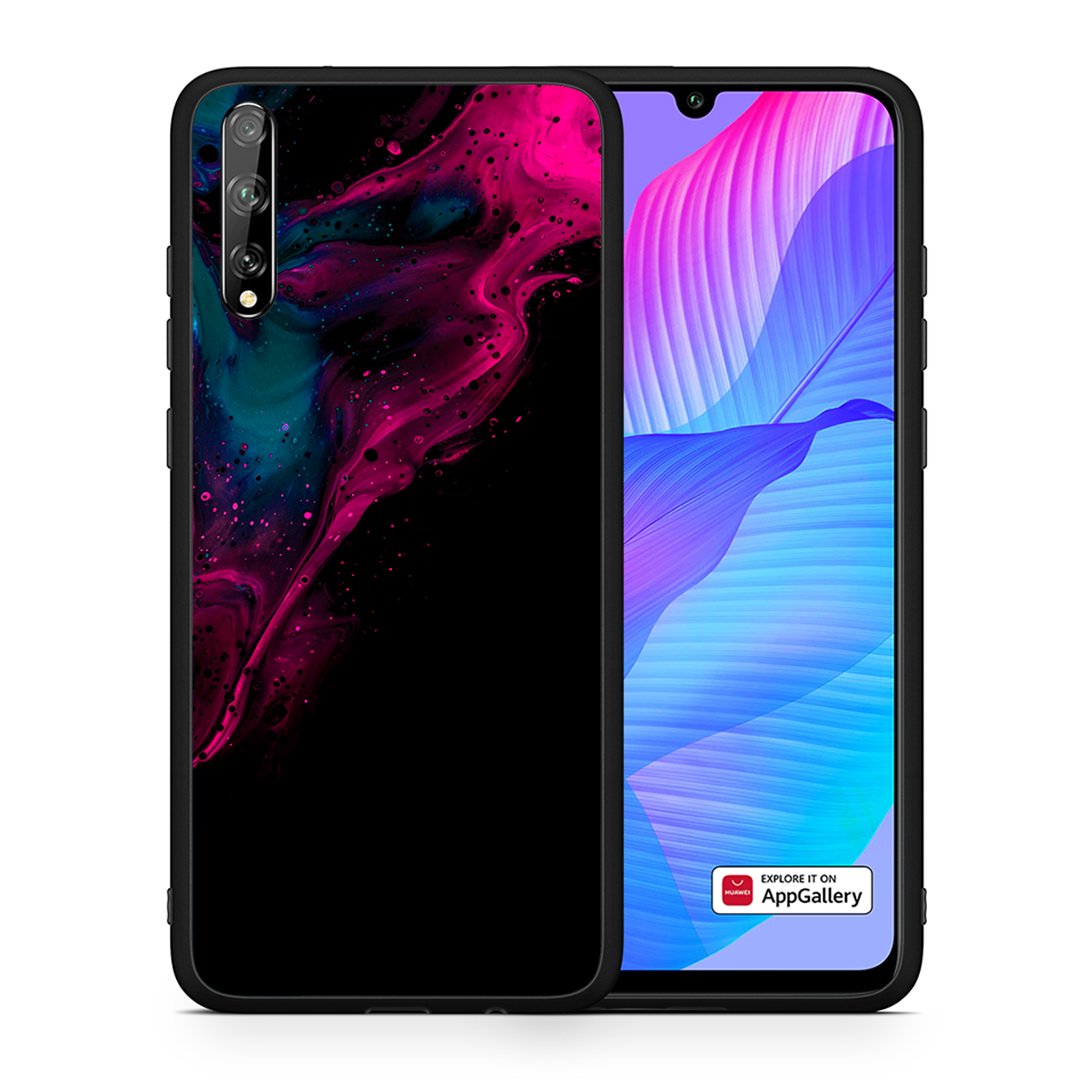 Θήκη Huawei P Smart S Pink Black Watercolor από τη Smartfits με σχέδιο στο πίσω μέρος και μαύρο περίβλημα | Huawei P Smart S Pink Black Watercolor case with colorful back and black bezels