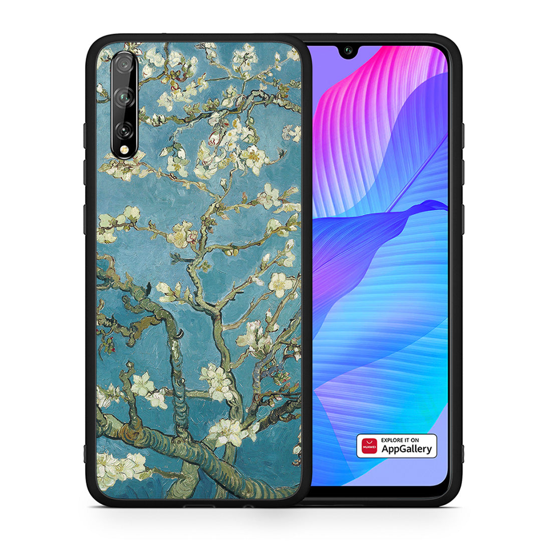 Θήκη Huawei P Smart S White Blossoms από τη Smartfits με σχέδιο στο πίσω μέρος και μαύρο περίβλημα | Huawei P Smart S White Blossoms case with colorful back and black bezels