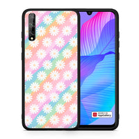 Thumbnail for Θήκη Huawei P Smart S White Daisies από τη Smartfits με σχέδιο στο πίσω μέρος και μαύρο περίβλημα | Huawei P Smart S White Daisies case with colorful back and black bezels