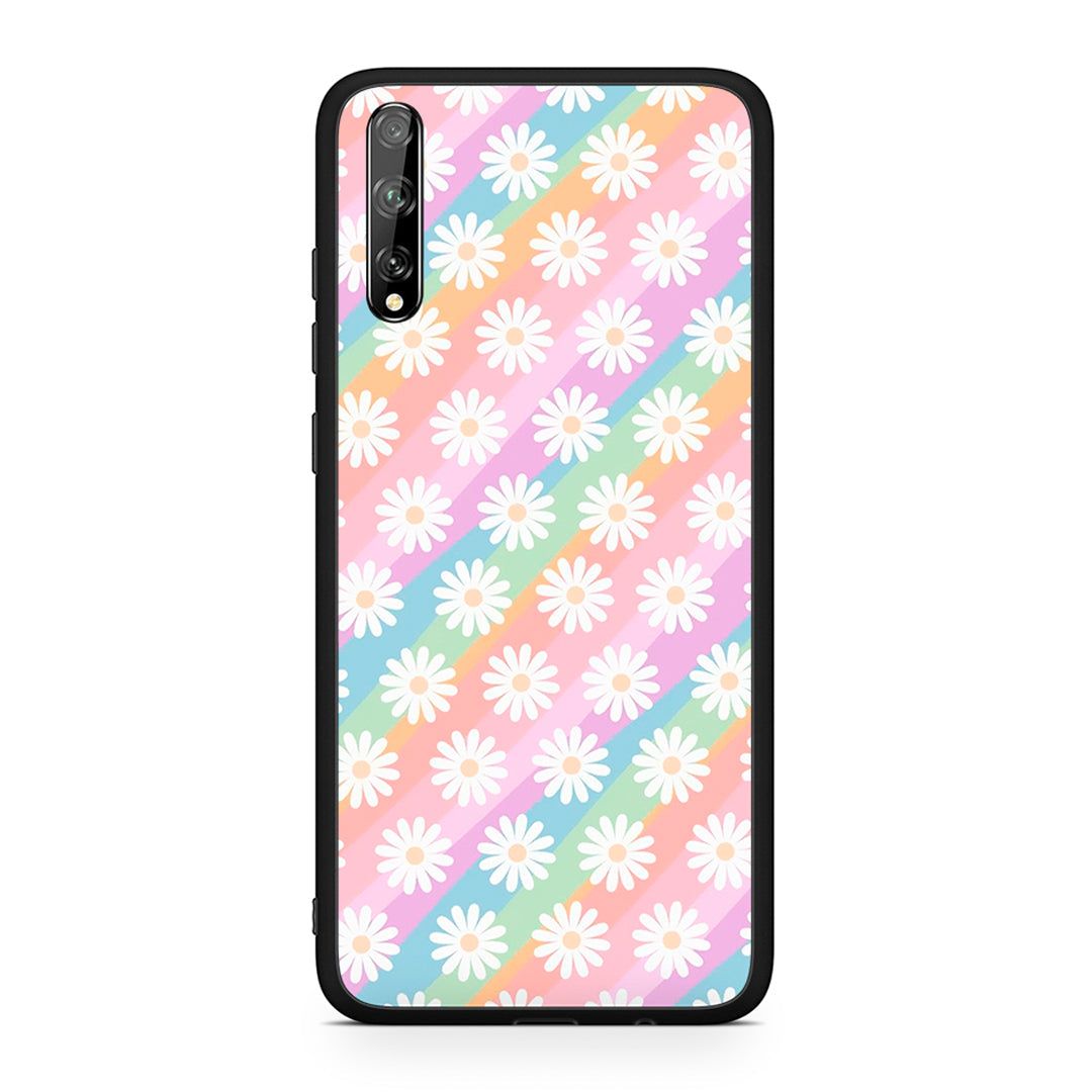 Huawei P Smart S White Daisies θήκη από τη Smartfits με σχέδιο στο πίσω μέρος και μαύρο περίβλημα | Smartphone case with colorful back and black bezels by Smartfits