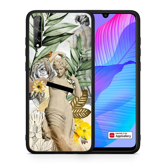 Θήκη Huawei P Smart S Woman Statue από τη Smartfits με σχέδιο στο πίσω μέρος και μαύρο περίβλημα | Huawei P Smart S Woman Statue case with colorful back and black bezels