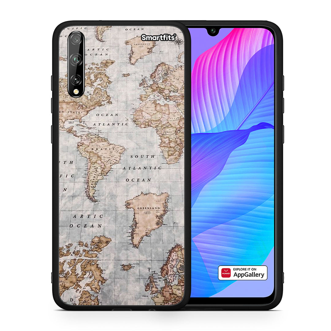 Θήκη Huawei P Smart S World Map από τη Smartfits με σχέδιο στο πίσω μέρος και μαύρο περίβλημα | Huawei P Smart S World Map case with colorful back and black bezels