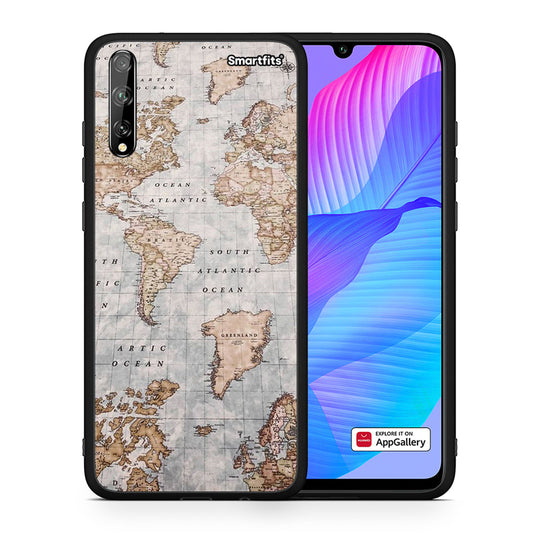 Θήκη Huawei P Smart S World Map από τη Smartfits με σχέδιο στο πίσω μέρος και μαύρο περίβλημα | Huawei P Smart S World Map case with colorful back and black bezels