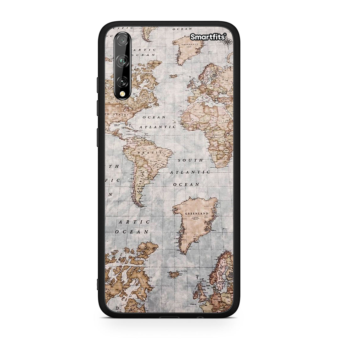 Huawei P Smart S World Map Θήκη από τη Smartfits με σχέδιο στο πίσω μέρος και μαύρο περίβλημα | Smartphone case with colorful back and black bezels by Smartfits