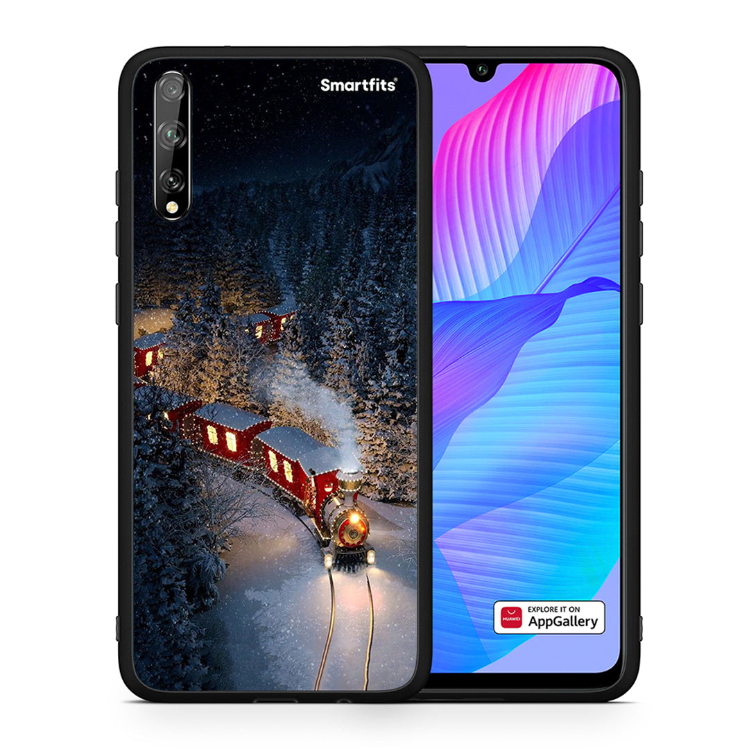 Θήκη Huawei P Smart S Xmas Train από τη Smartfits με σχέδιο στο πίσω μέρος και μαύρο περίβλημα | Huawei P Smart S Xmas Train case with colorful back and black bezels